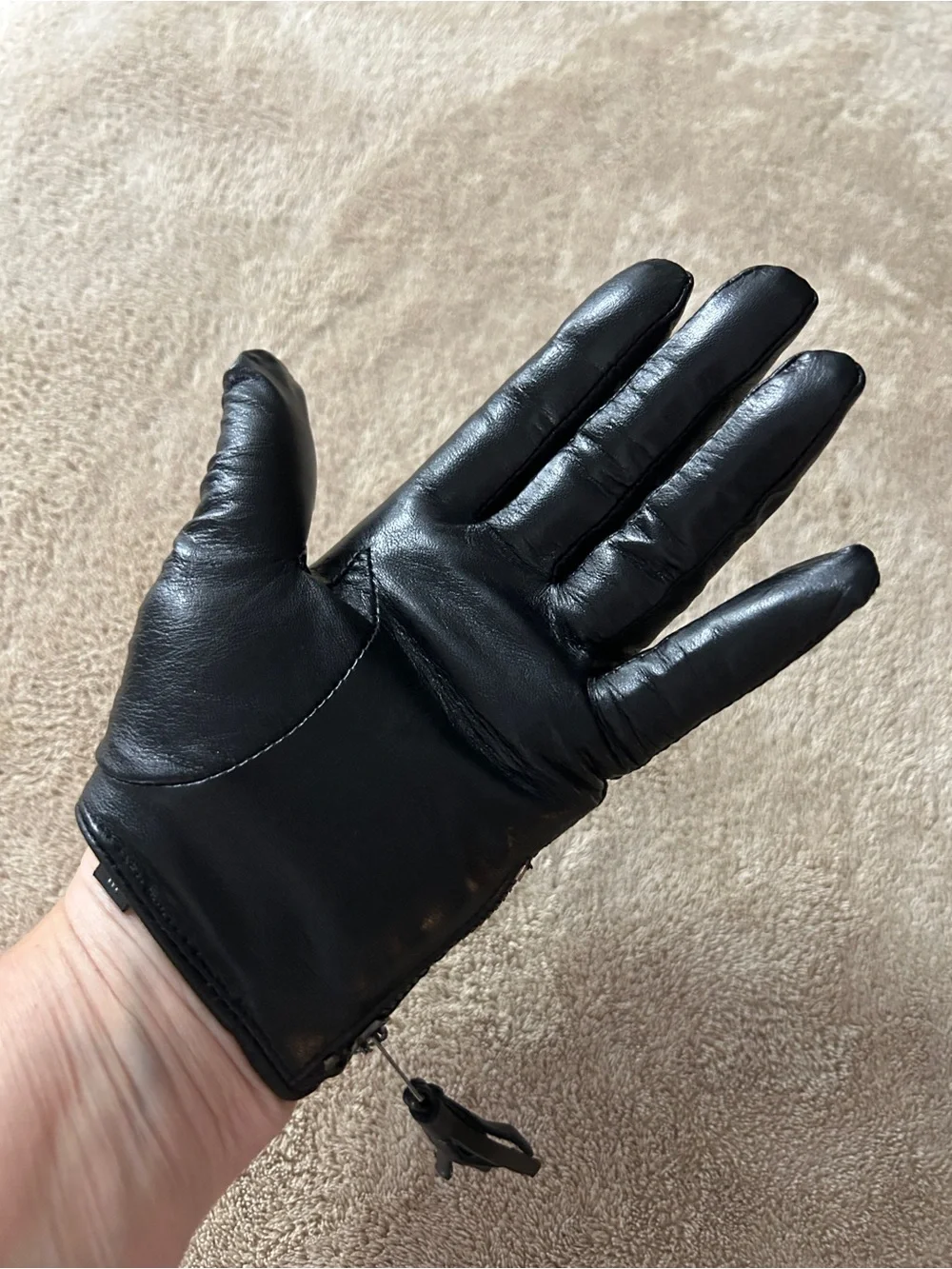 Classic Black Driving Gloves with Tassel Zips